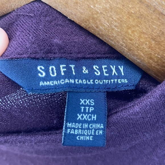 American Eagle - Soft and Sexy Soft Deep Plum Midi Dress Size XXS - Picture 15 of 15